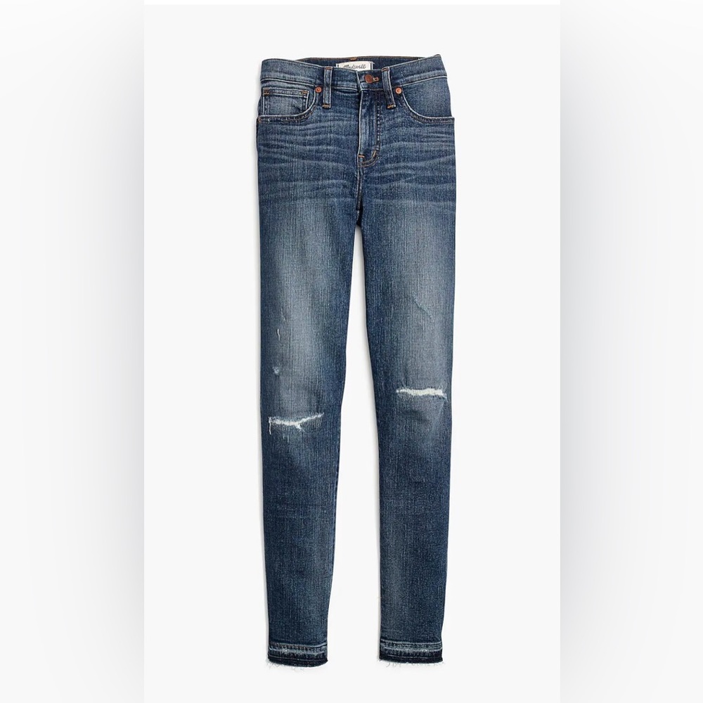 9" Mid-Rise Skinny Jeans in York Wash: Rip and Repair Edition